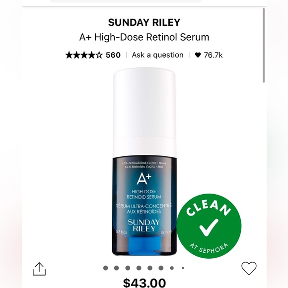 BRAND NEW SUNDAY RILEY HIGH RETINOL SERUM! 15ML! - Picture 3 of 14